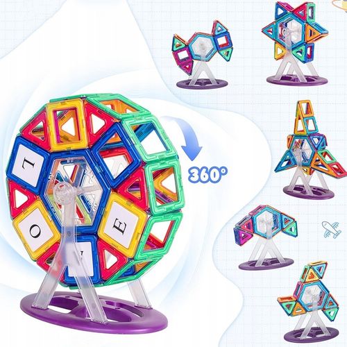 DUŻE KLOCKI MAGNETYCZNE KAFELKI zestaw XXL 174 el Rainbow Magnetic Tiles na Arena.pl