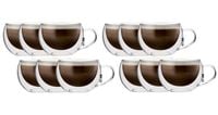 Szklanki z Podwójną Ścianką do Kawy Cappuccino Herbaty 300ml 12 sztuk