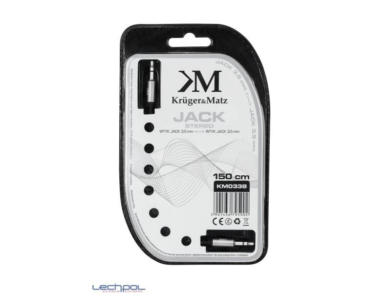 KM0338 Kabel stereo jack 3.5 wtyk - wtyk 1.5m Kru zdjęcie 3
