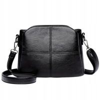 Torebka Damska CZARNA Klasyczna na Ramię Pasek na Zamek Kuferek Mała