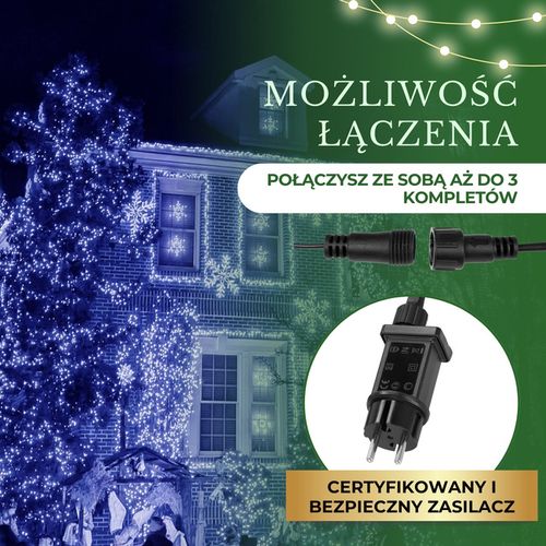 Lampki choinkowe 500 led niebieskie 27,5 m 8 funkcji świecenia, oświetlenie świąteczne IP44 na Arena.pl