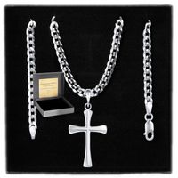 ŁAŃCUSZEK SREBRNY 925 PANCERKA Z KRZYŻYKIEM MĘSKI 3,8 MM. GRAWER