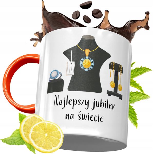 Kubek Pomarańczowy Dla Jubilera Prezent Z Nadrukiem Ze Zdjęciem zdjęcie 1