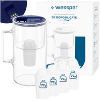 Dzbanek filtrujący szklany Wessper D2 BOROSILICATE 3l LED + 5x filtr wody