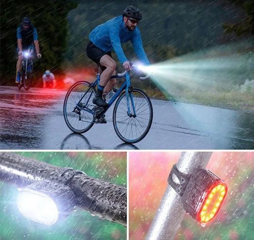 LAMPKA ROWEROWA PRZÓD TYŁ NA KIEROWNICĘ WODOODPORNE LED USB AKU na Arena.pl