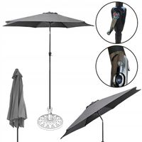 DUŻY SKŁADANY REGULOWANY PARASOL OGRODOWY 270CM BOSTON CIEMNY SZARY