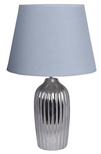 Lampa ceramiczna srebrna z jasno szarym abażurem na Arena.pl