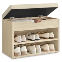 Praktyczna szafka na buty 6 par ze schowkiem pod miękkim siedziskiem beż