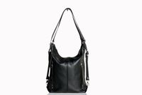 Czarna torebka plecak skórzana damska a4 plecak 2w1