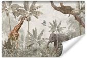 Fototapeta Dziecięca DŻUNGLA Dzikie Zwierzęta Palmy Natura 450cm x 300cm