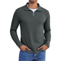 Męska Bluza Polo z Długim Rękawem Suwak 1/4 Elegancka Zimowa Szara S