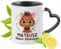 Kubek Czarny Z Uszkiem W Kształcie Serca Dla Mateusza Idealny Na Prezent