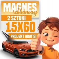 Magnes Samochodowy z Nadrukiem Reklama Solidne Wykonanie 15x60cm 2szt