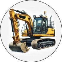 Opłatek na tort Koparka Spych Ładowacz Maszyna Budowlana Ostrówek