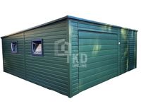 Garaż Blaszany 5,5x6 Brama - drzwi - 2x okno - zielony - TKD84