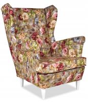 Fotel uszak ARI PRINT skandynawski  beżowe róże angielskie