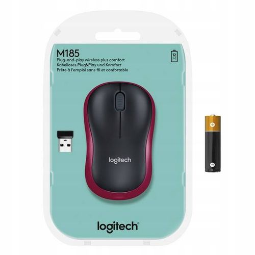 Myszka bezprzewodowa Logitech M-185 910-002240 M185 czerwona na Arena.pl