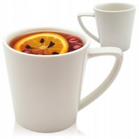 KUBEK PORCELANOWY Z UCHEM DO KAWY HERBATY 240 ML TRADYCYJNY BIAŁY GŁADKI