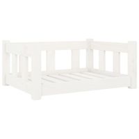 Legowisko dla psa, białe, 65,5x50,5x28 cm, lite drewno sosnowe