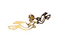 Delikatne pozłacane srebrne kolczyki celebrytki origami ptaszek ptak srebro 925 CEL106EG