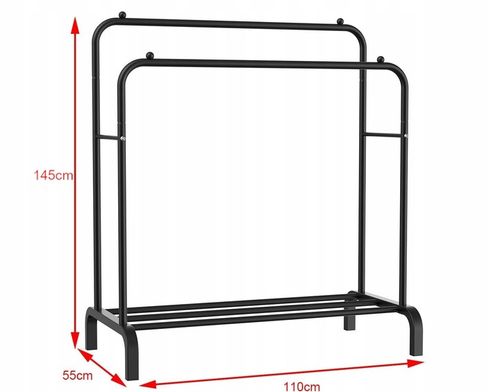 WIESZAK NA UBRANIA BUTY STOJĄCY PODŁOGOWY STOJAK CZARNY PODWÓJNY na Arena.pl