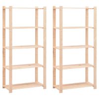 Regały z 5 półkami, 2 szt., 80x38x170 cm, sosna, 250 kg