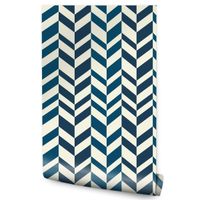 Tapeta Do Salonu Niebieska JODEŁKA Wzór Vintage