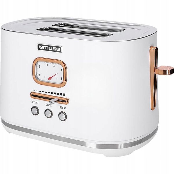 TOSTER OPIEKACZ RETRO 1000W NA 2 TOSTY BIAŁY/ZŁOTE ELEMENTY MUSE MS-130W zdjęcie 7