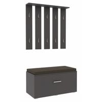 Zestaw Do Przedpokoju 10 Wieszaków Szafka Na Buty Siedzisko Stone Antracyt