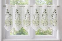 Zazdrostka biała firana kuchenna HAFTOWANE KWIATY wiosenna kuchnia 96x35