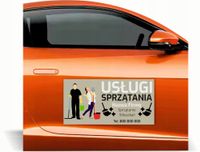 Magnes na samochód reklama magnetyczna 60x30 USŁUGI SPRZĄTANIA dużo wzorów