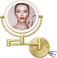 UŻYWANE Złote lustro ścienne RECKODOR z podświetleniem , 1-5x, 7W