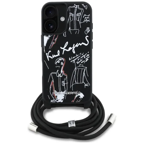 etui karl lagerfeld crossbody grained pattern & logo do iphone 16 - czarne na Arena.pl