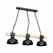 LAMPA WISZĄCA FARO BLACK/NATURAL WOOD 3XE27 60W