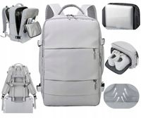 PLECAK DO SAMOLOTU TURYSTYCZNY BAGAŻ KABINOWY NA LAPTOPA SZARY WODOODPORNY