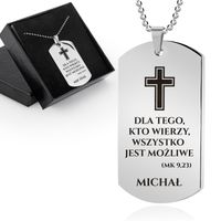 Nieśmiertelnik ze Stali Szlachetnej Grawer Prezent na Bierzmowanie Chłopaka