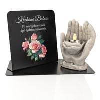 Znicz LED na Grób Dekoracja Dłonie Personalizacja na Święta Dzień Babci
