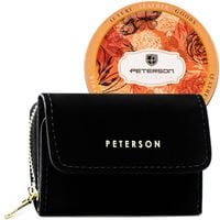 mały portfel damski na zatrzask ze złotymi akcentami - peterson