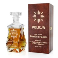 Karafka z Grawerem Drewniana Skrzynia Prezent na Emeryturę dla Policjanta