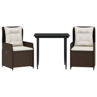 3-cz. zestaw mebli ogrodowych z poduszkami, brązowy, polirattan