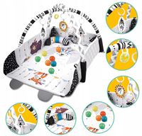 Duża Edukacyjna Rozkładana Mata Alpaka dla Niemowląt 4w1 +20 kolorowe kulki