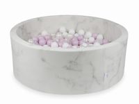 Suchy basen 110x40 marmur z piłeczkami 500szt (różowe jasne perłowe, białe, przezroczyste, perłowe)