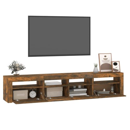 Szafka pod TV z oświetleniem LED, przydymiony dąb, 210x35x40 cm na Arena.pl