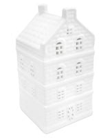 DOMEK CERAMICZNY ŚWIĄTECZNY BIAŁY NA TEALIGHT LAMPION ŚWIECZNIK DUŻY