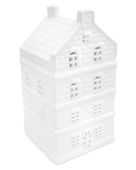 DOMEK CERAMICZNY ŚWIĄTECZNY BIAŁY NA TEALIGHT LAMPION ŚWIECZNIK DUŻY