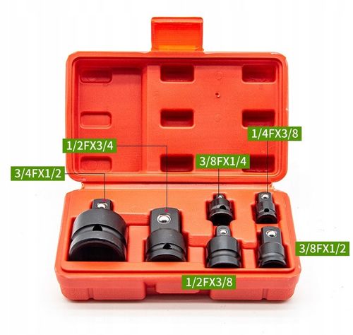 REDUKCJE ADAPTERY REDUKCYJNE 1/2 1/4 3/8 3/4 6 SZT mocne ONDRAGON na Arena.pl