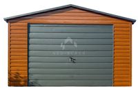 Garaż Blaszany 4x5 Brama Uchylna Drzwi Okno  Drewnopodobny Rynny Dach NB126