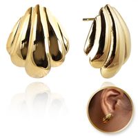 Kolczyki Ze Stali Szlachetnej Platerowane 14K Złotem, Muszelki, Kst3395