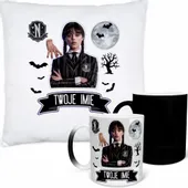 ZESTAW MAGICZNY KUBEK + PODUSZKA + IMIĘ WEDNESDAY