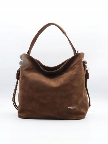Torba Flora&Co torebka duża worek zamsz zamszowa eco brązowa czekoladowy na Arena.pl